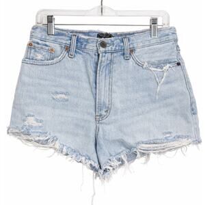 Abercrombie High Rise Distressed Denim Shorts Size 26 | Light Wash Frayed Shorts